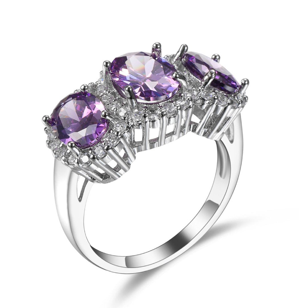 Enchanting Oval Amethyst Silver Ring - Rings - Pretland | Spiritual Crystals & Jewelry
