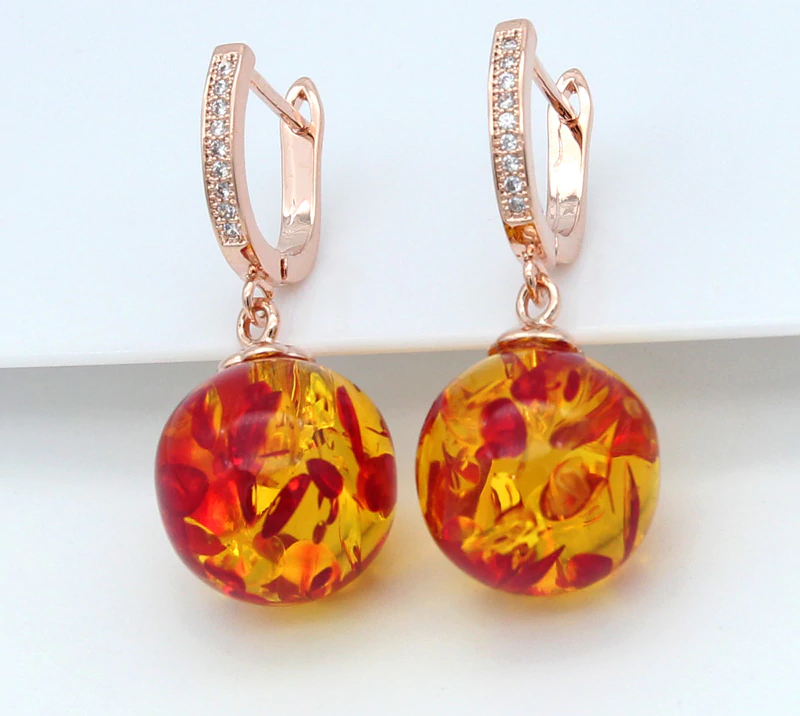 Spiritual Follow the Sun Amber Earrings - Earrings - Pretland | Spiritual Crystals & Jewelry