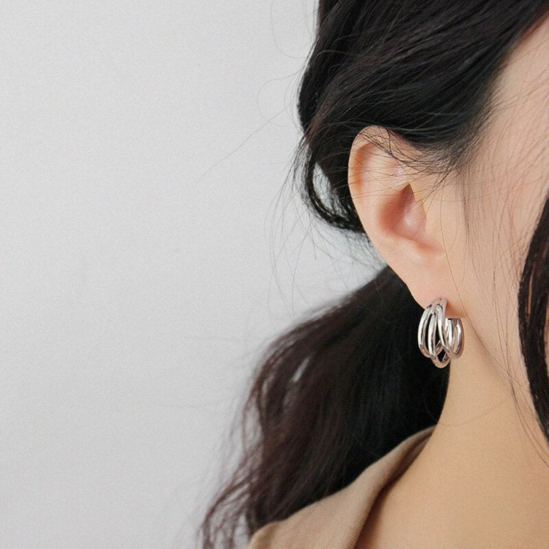 Bianca 925 Sterling Silver Earrings - Silver - Hoop Earrings - Pretland | Spiritual Crystals & Jewelry