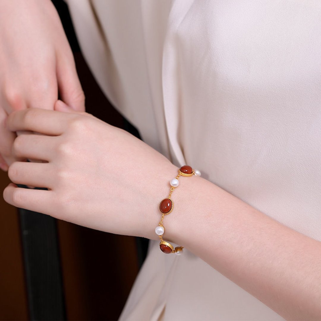 Enchanting Tourmaline & Chalcedony Pearl Bracelet - Bracelets - Pretland | Spiritual Crystals & Jewelry