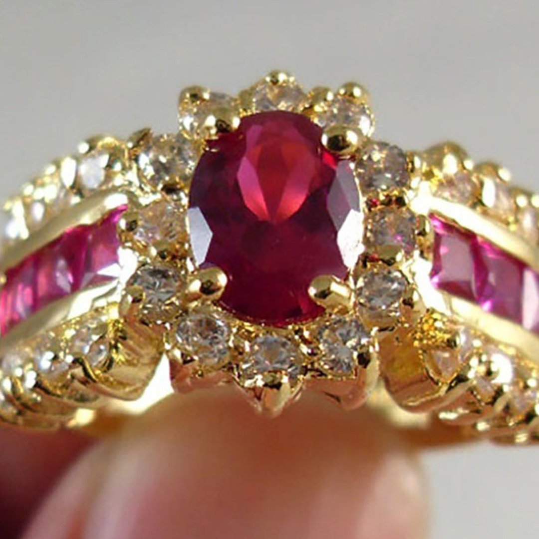 Elegant Blue & Red Zirconia Ring - Rings - Pretland | Spiritual Crystals & Jewelry