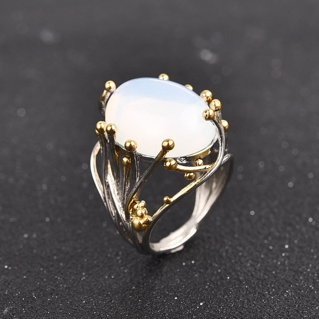 Spiritual Vintage Moonstone Silver Ring - Rings - Pretland | Spiritual Crystals & Jewelry