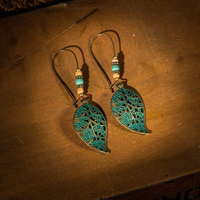 Turquoise Leaf Earrings - Earrings - Pretland | Spiritual Crystals & Jewelry