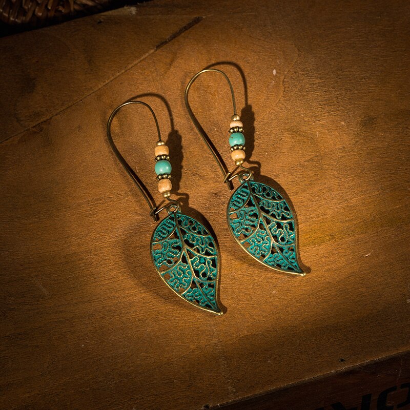 Turquoise Leaf Earrings - Earrings - Pretland | Spiritual Crystals & Jewelry