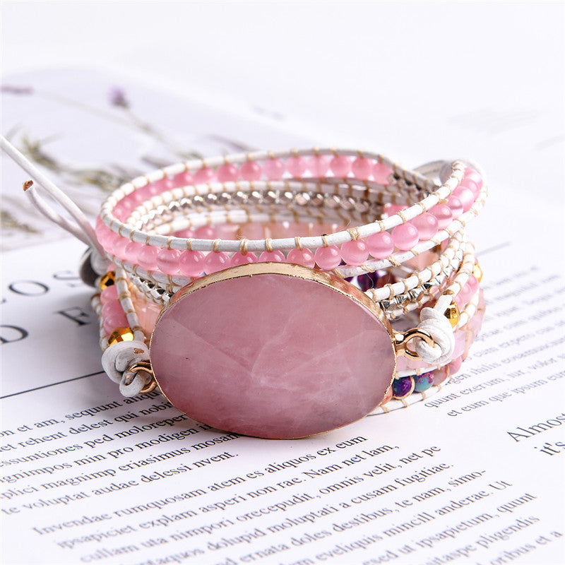 Goddess of Love Rose Quartz Bracelet - Wrap Bracelets - Pretland | Spiritual Crystals & Jewelry