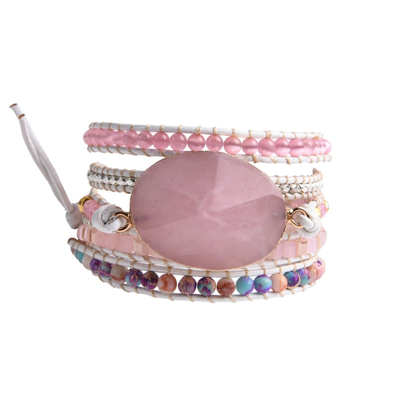 Goddess of Love Rose Quartz Bracelet - Wrap Bracelets - Pretland | Spiritual Crystals & Jewelry