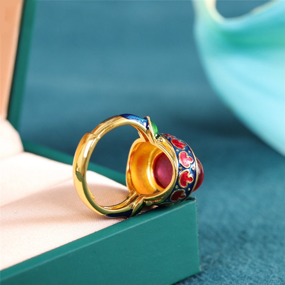 Vintage Red Corundum Gold Plated Adjustable Ring - Rings - Pretland | Spiritual Crystals & Jewelry