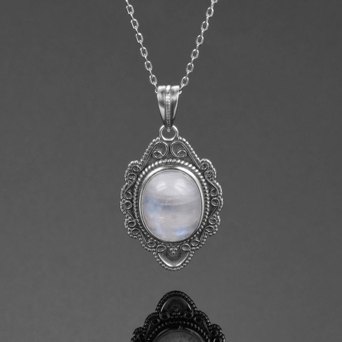 Vintage Natural Moonstone Sterling Silver Necklace - Necklaces - Pretland | Spiritual Crystals & Jewelry