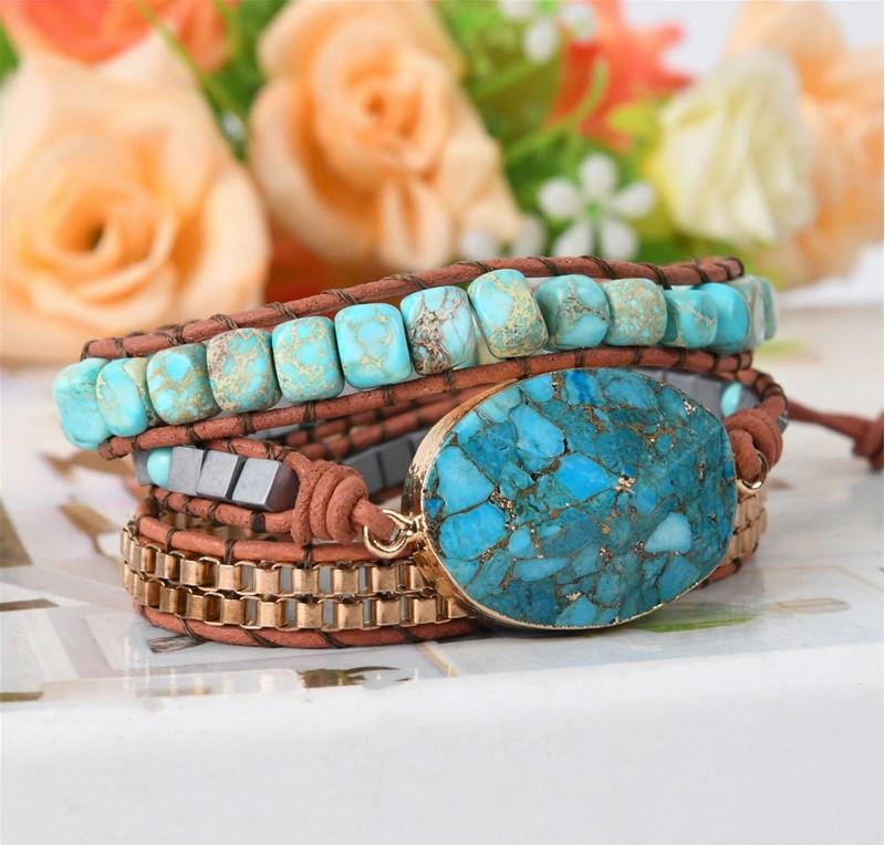 Turquoise Amazonite Wrap Bracelet - Wrap Bracelets - Pretland | Spiritual Crystals & Jewelry