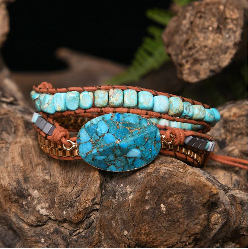 Turquoise Amazonite Wrap Bracelet - Wrap Bracelets - Pretland | Spiritual Crystals & Jewelry