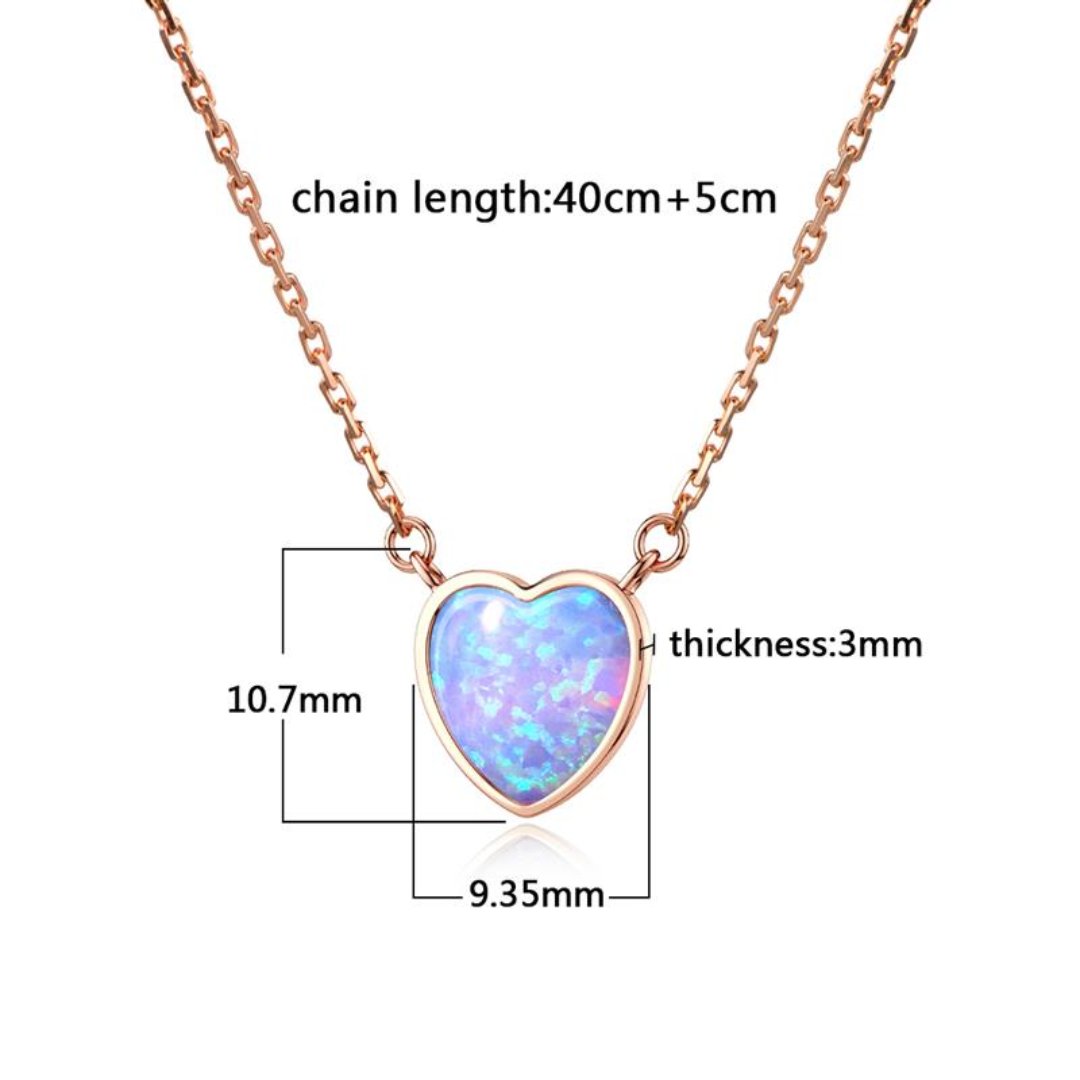 Heart Blue Opal Stone Rose Gold Necklace - Necklaces - Pretland | Spiritual Crystals & Jewelry