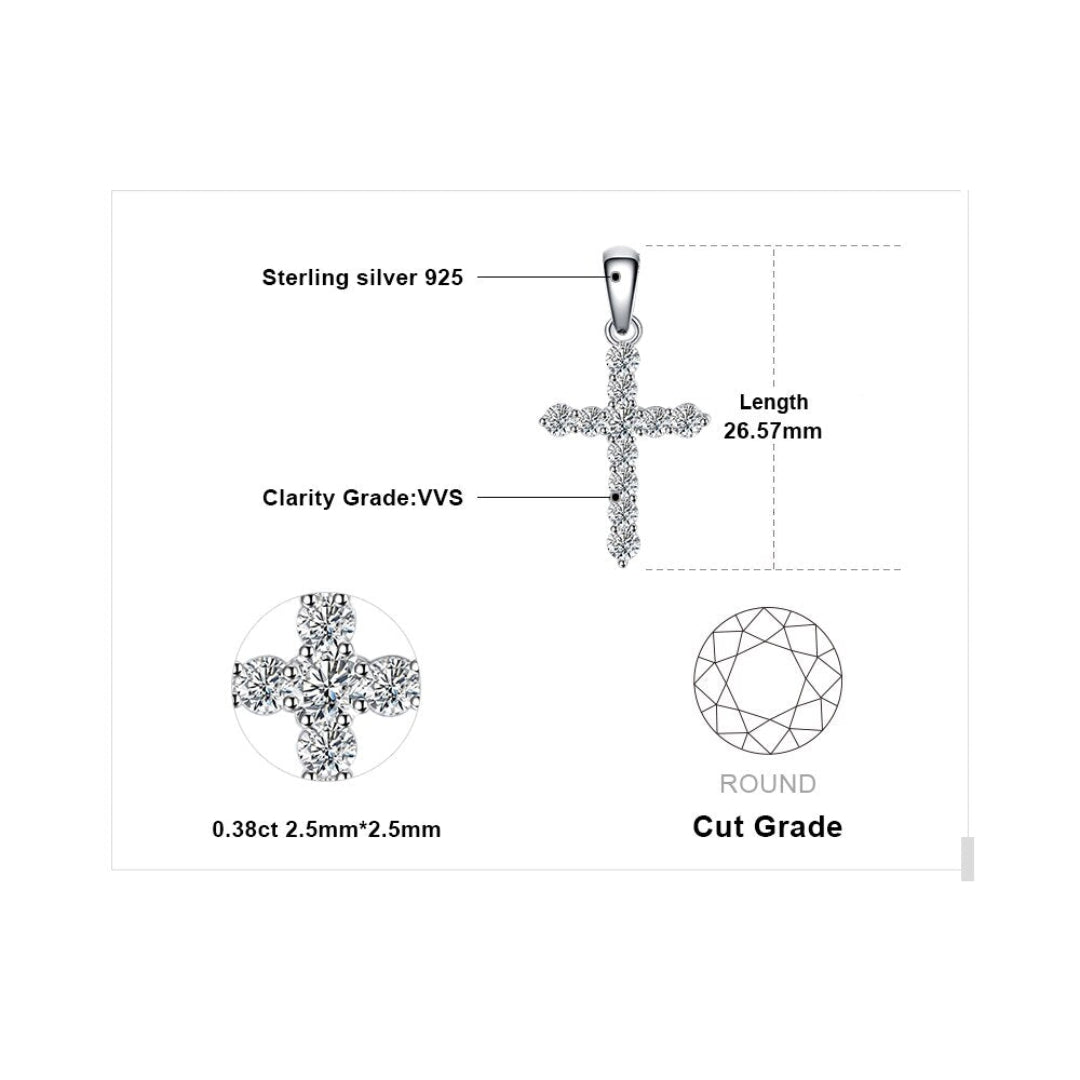 Chic Cross Zirconia Sterling Silver Pendant - Necklaces - Pretland | Spiritual Crystals & Jewelry