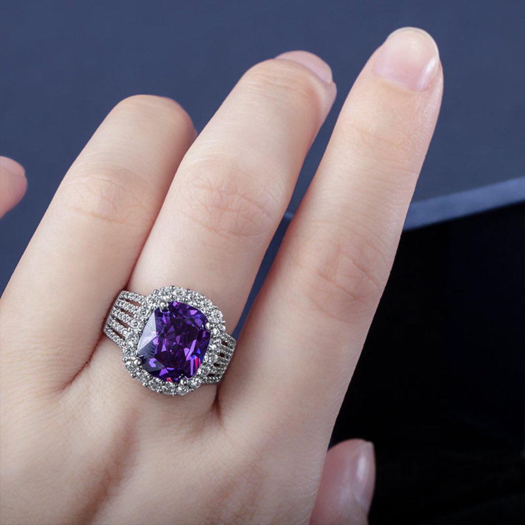 Shining Amethyst Sterling Silver Adjustable Ring - Rings - Pretland | Spiritual Crystals & Jewelry