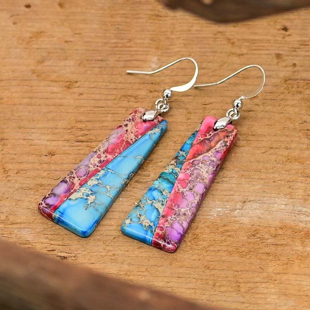 Bohemian Trapezoidal Jasper Earrings - Drop Earrings - Pretland | Spiritual Crystals & Jewelry