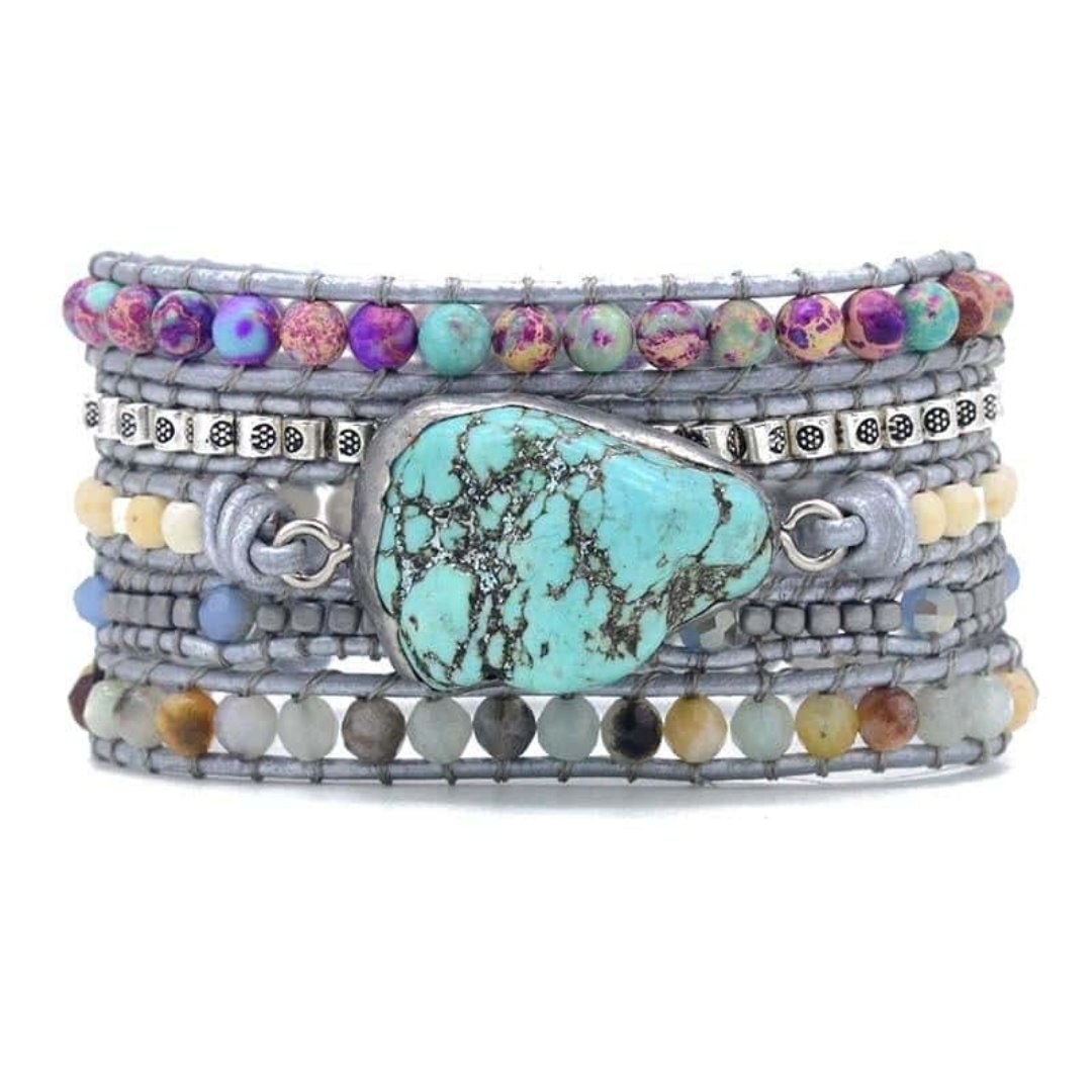 Amazonite Turquoise Protection Bracelet - Wrap Bracelets - Pretland | Spiritual Crystals & Jewelry