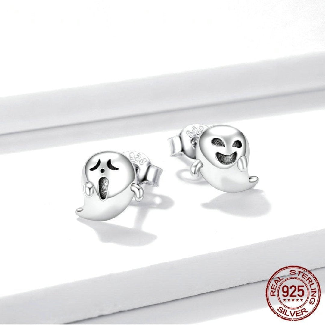 Little Devil Ghost 925 Sterling Silver Earrings - Stud Earrings - Pretland | Spiritual Crystals & Jewelry