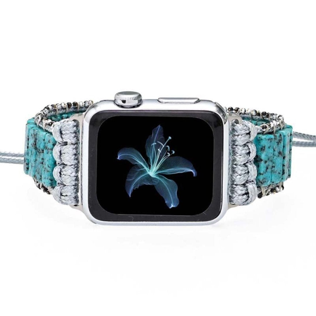 Bohemian Blue Sesame Jasper Apple Watch Strap - Samsung Watch Straps - Pretland | Spiritual Crystals & Jewelry