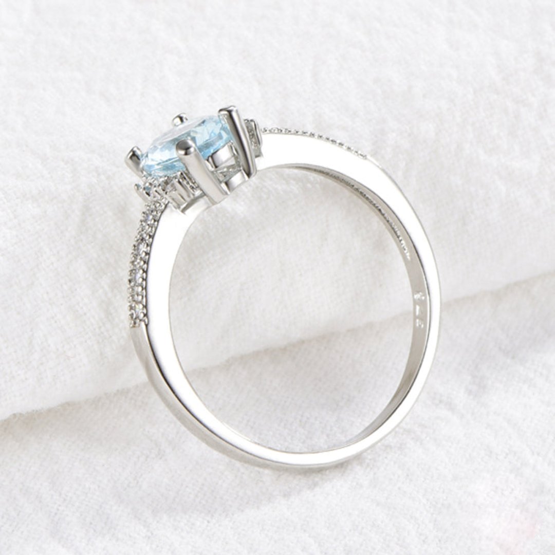 Shining Aquamarine 925 Sterling Silver Ring - Rings - Pretland | Spiritual Crystals & Jewelry