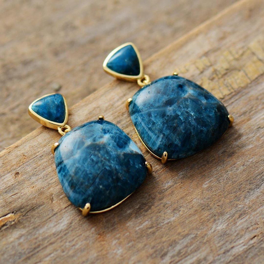 Spiritual Natural Apatite Stud Earrings - Earrings - Pretland | Spiritual Crystals & Jewelry