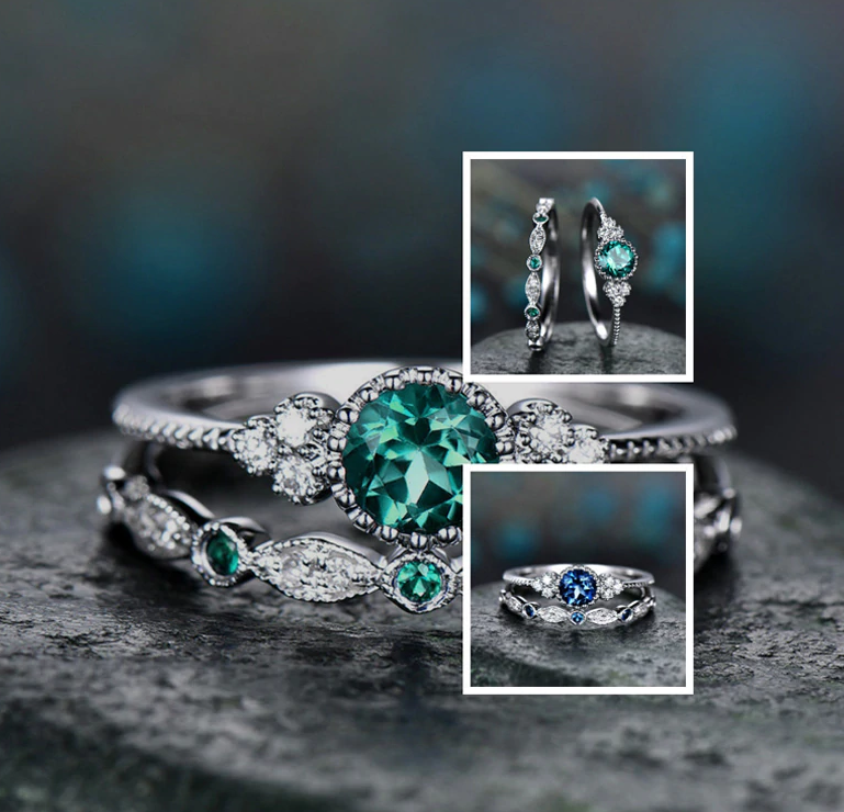 Luxury Zirconia Ring Set - Rings - Pretland | Spiritual Crystals & Jewelry