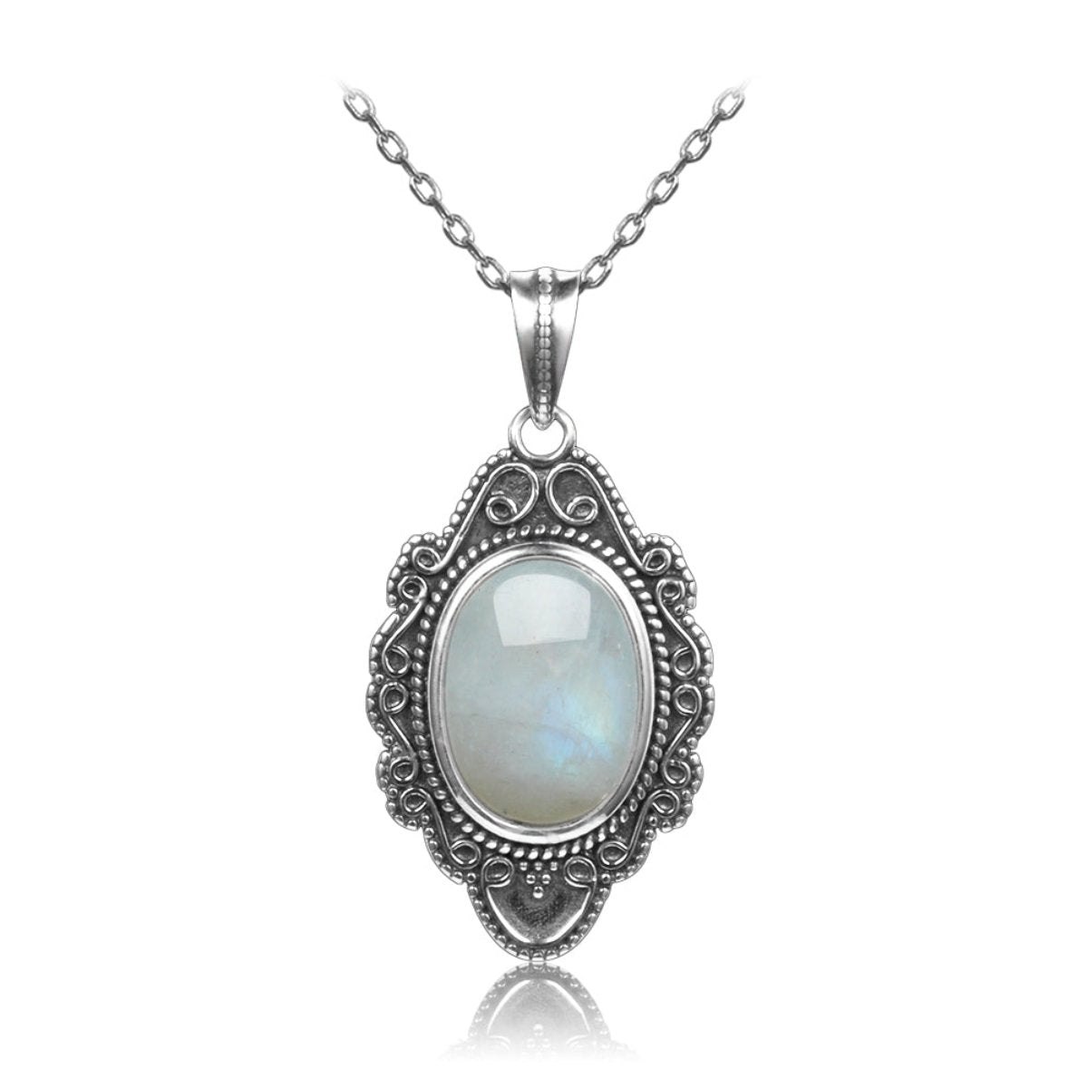 Vintage Natural Moonstone Sterling Silver Necklace - Moonstone - Necklaces - Pretland | Spiritual Crystals & Jewelry