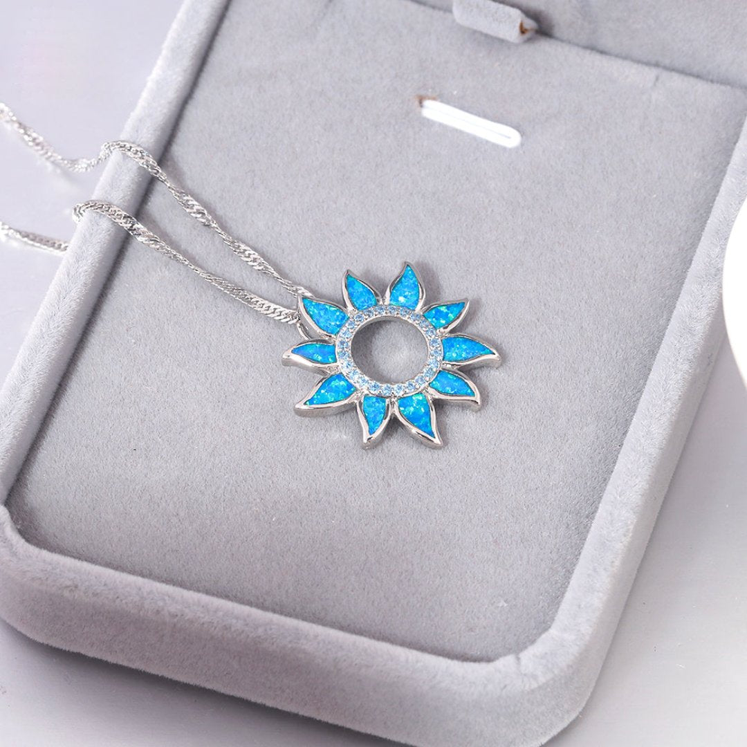 Spiritual Sun Blue Fire Opal Pendant - Necklaces - Pretland | Spiritual Crystals & Jewelry