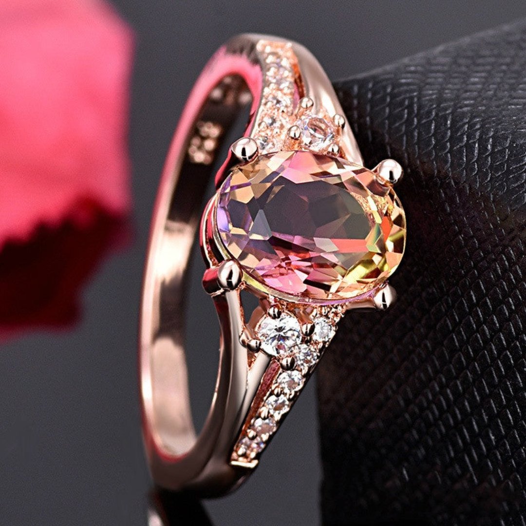 Elegant Color Zirconia Rose Gold Ring - Rings - Pretland | Spiritual Crystals & Jewelry