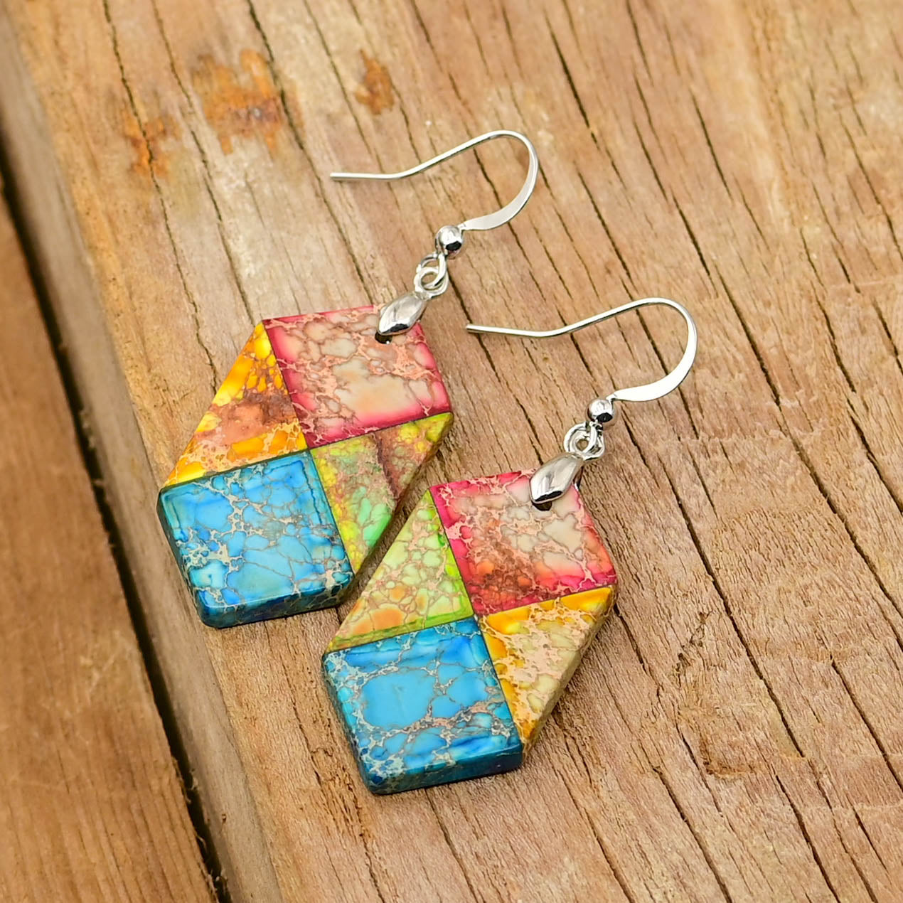 Hexagonal Jasper Earrings - Earrings - Pretland | Spiritual Crystals & Jewelry