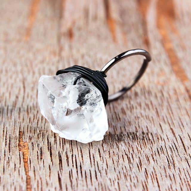 Spiritual Raw Quartz Boho Ring - Big/Black - Rings - Pretland | Spiritual Crystals & Jewelry