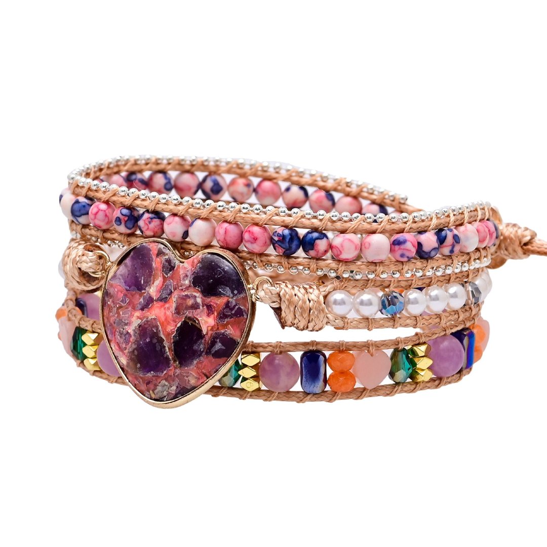 Romantic Mixed Color Calcite Wrap Bracelet - Bracelets - Pretland | Spiritual Crystals & Jewelry