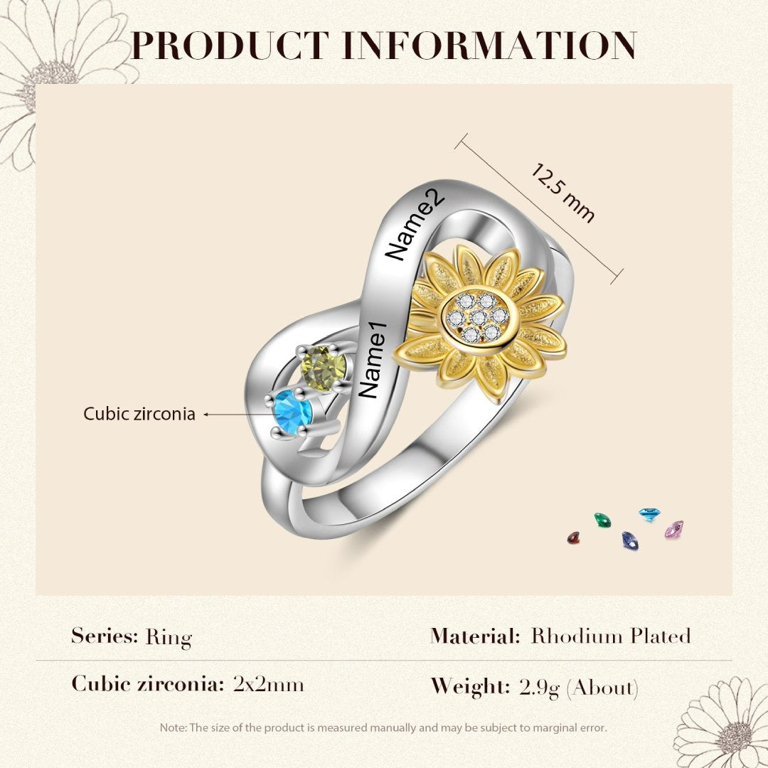 Chic Sunflower Crystal Personalized Ring - Rings - Pretland | Spiritual Crystals & Jewelry