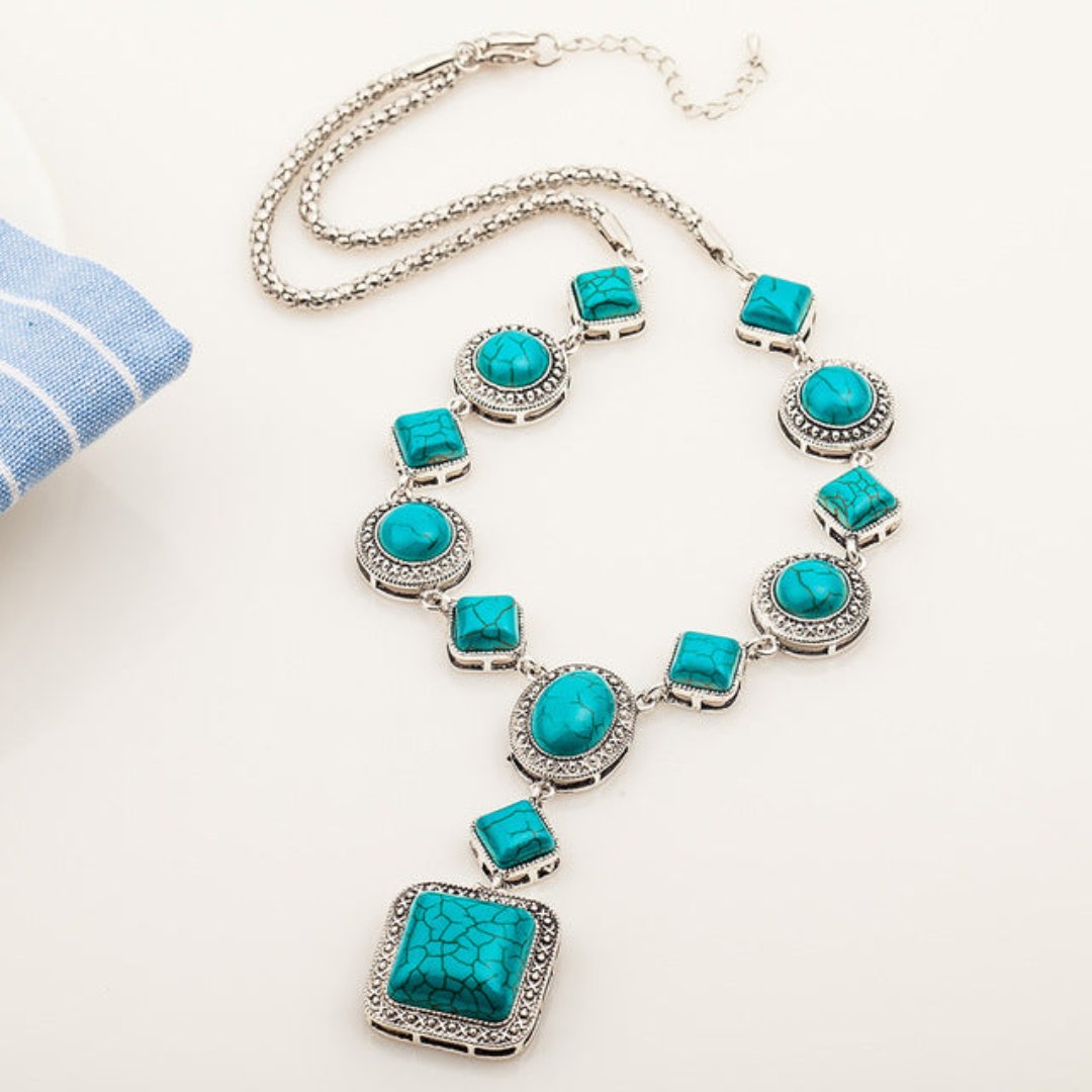 Vintage Natural Turquoise Necklace - Necklaces - Pretland | Spiritual Crystals & Jewelry