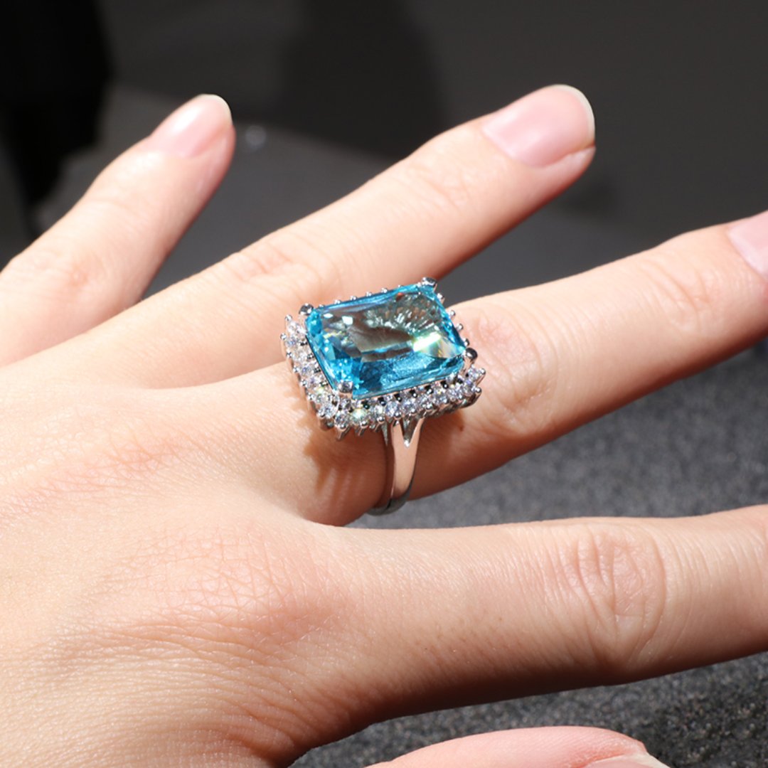 Enchanting Aquamarine 925 Steling Silver Ring - Rings - Pretland | Spiritual Crystals & Jewelry