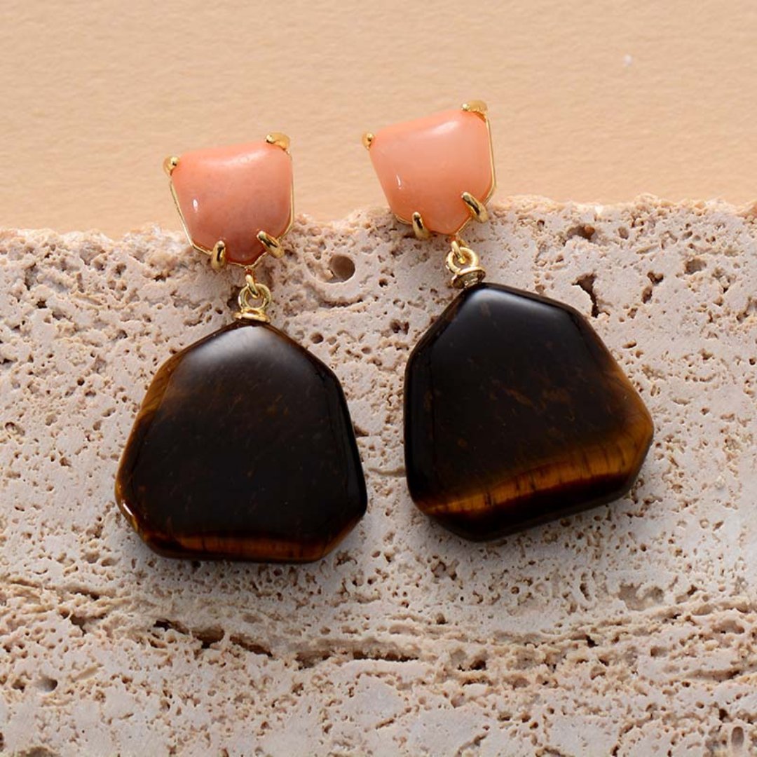 Trend Amethyst & Tiger Eye Earrings - Earrings - Pretland | Spiritual Crystals & Jewelry