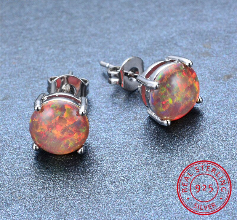 Spiritual Fire Opal Sterling Silver Earrings - Earrings - Pretland | Spiritual Crystals & Jewelry