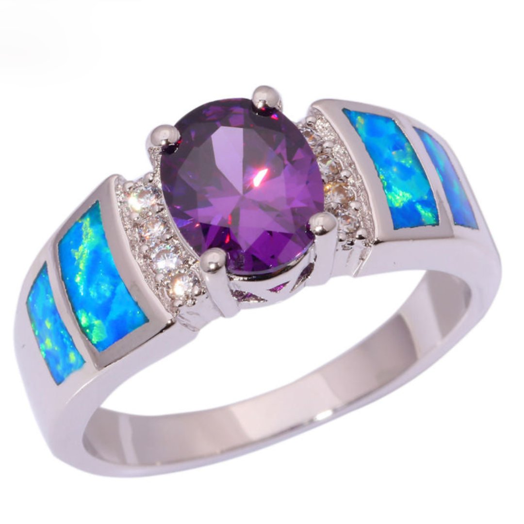 Chic Amethyst & Blue Opal Silver Bundle - Bundles - Pretland | Spiritual Crystals & Jewelry