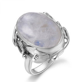 Spirit Moonstone Sterling Silver Ring - Rings - Pretland | Spiritual Crystals & Jewelry