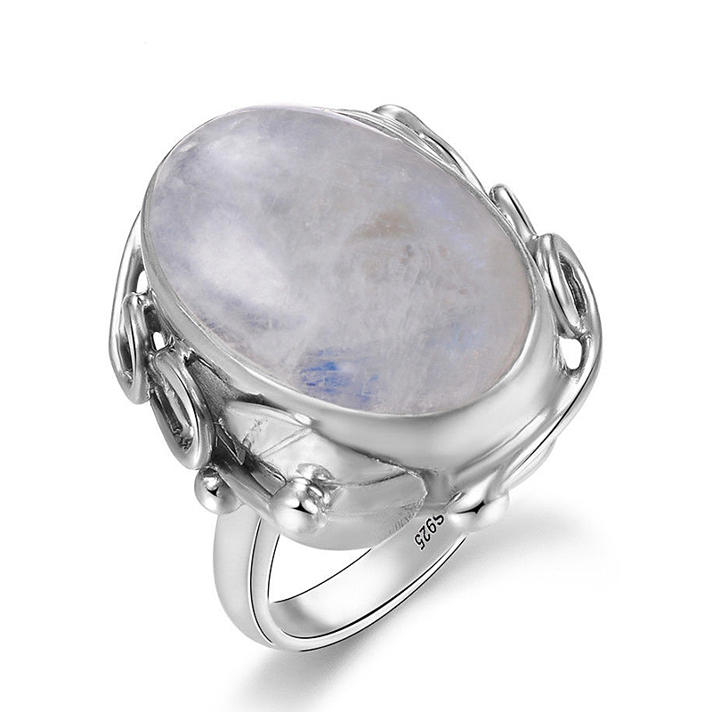 Spirit Moonstone Sterling Silver Ring - Rings - Pretland | Spiritual Crystals & Jewelry