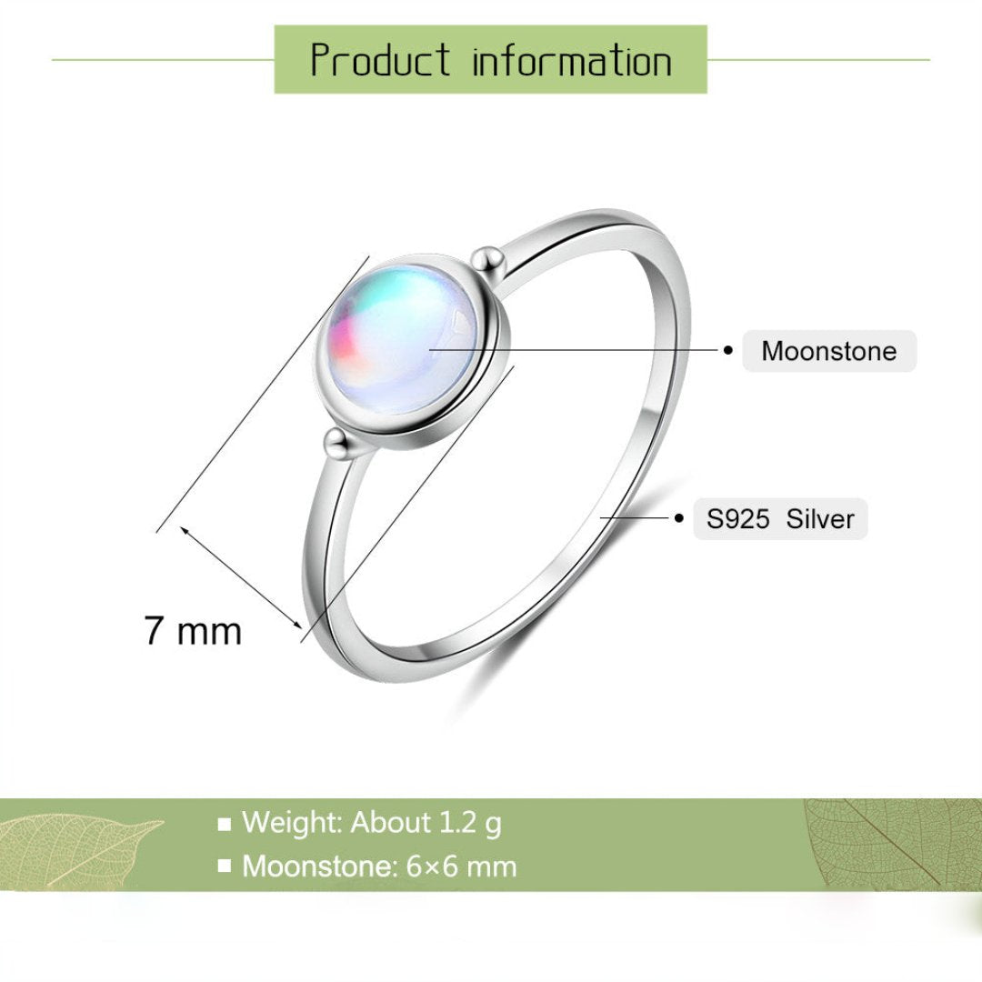 Glowing Minimalist Moonstone Silver Ring Set - Rings - Pretland | Spiritual Crystals & Jewelry