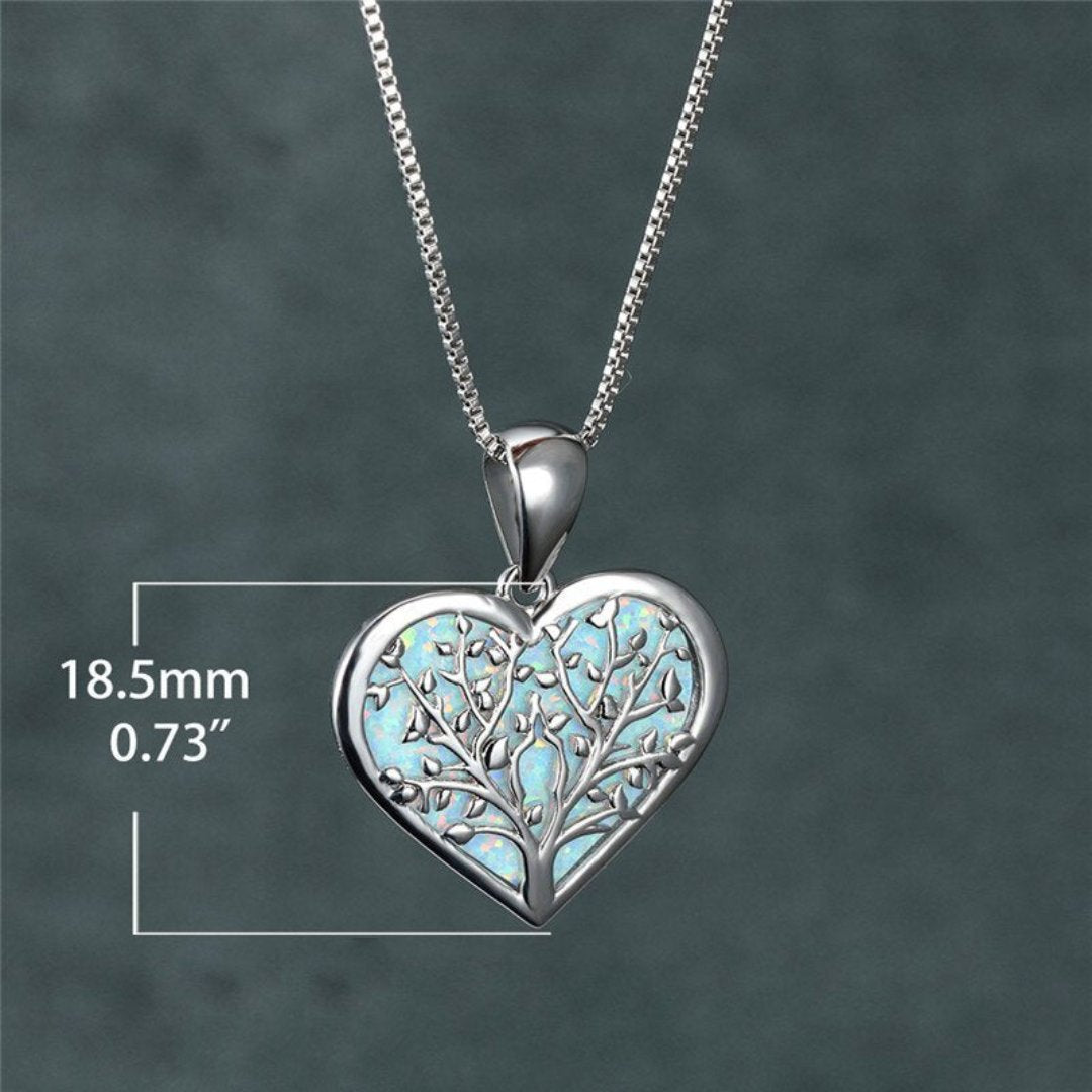 Tree Of Life Opal Heart Necklace - Necklaces - Pretland | Spiritual Crystals & Jewelry