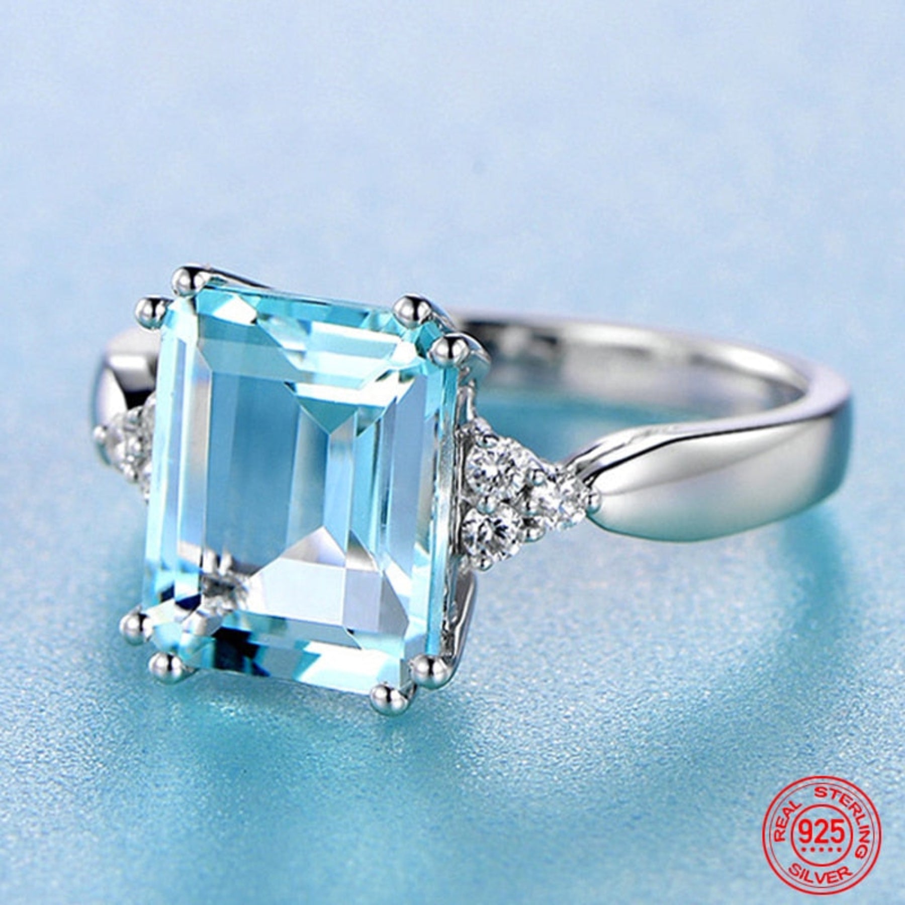 Chic Aquamarine 925 Sterling Silver Ring - Rings - Pretland | Spiritual Crystals & Jewelry