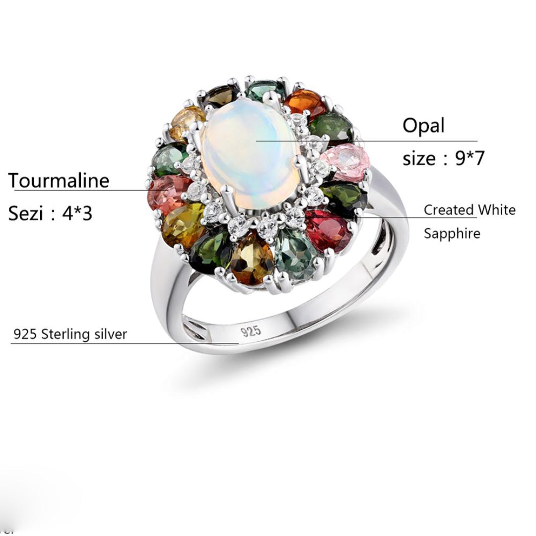 Conscious Oasis Tourmaline Opal Ring - Rings - Pretland | Spiritual Crystals & Jewelry