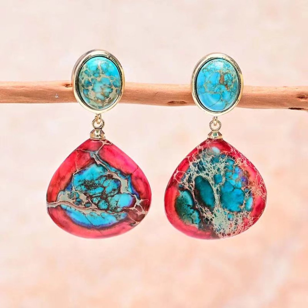 Spiritual Natural Emperor Stone Earrings - Earrings - Pretland | Spiritual Crystals & Jewelry