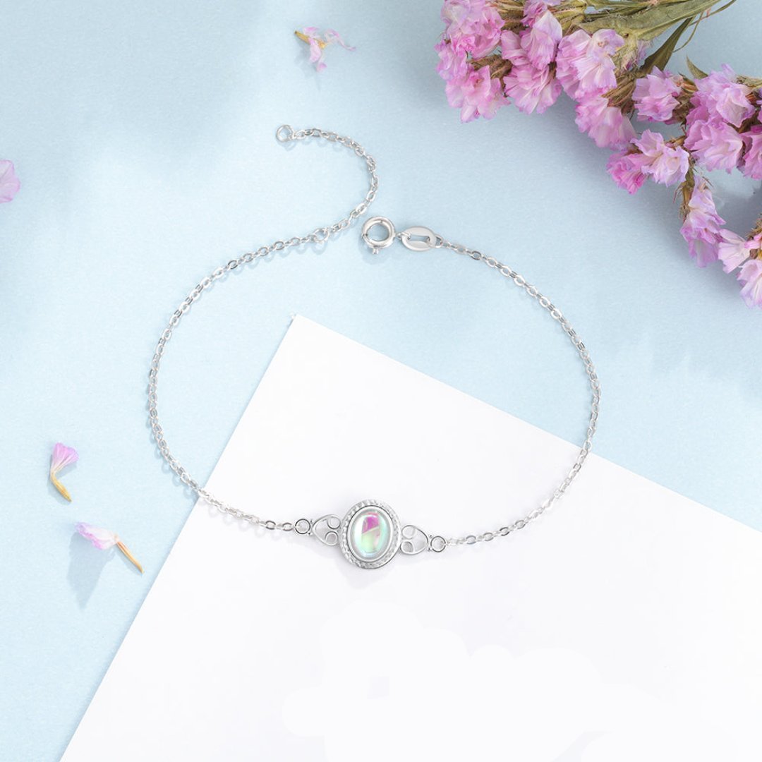 Lucky Rainbow Moonstone Sterling Silver Bracelet - Bracelets - Pretland | Spiritual Crystals & Jewelry