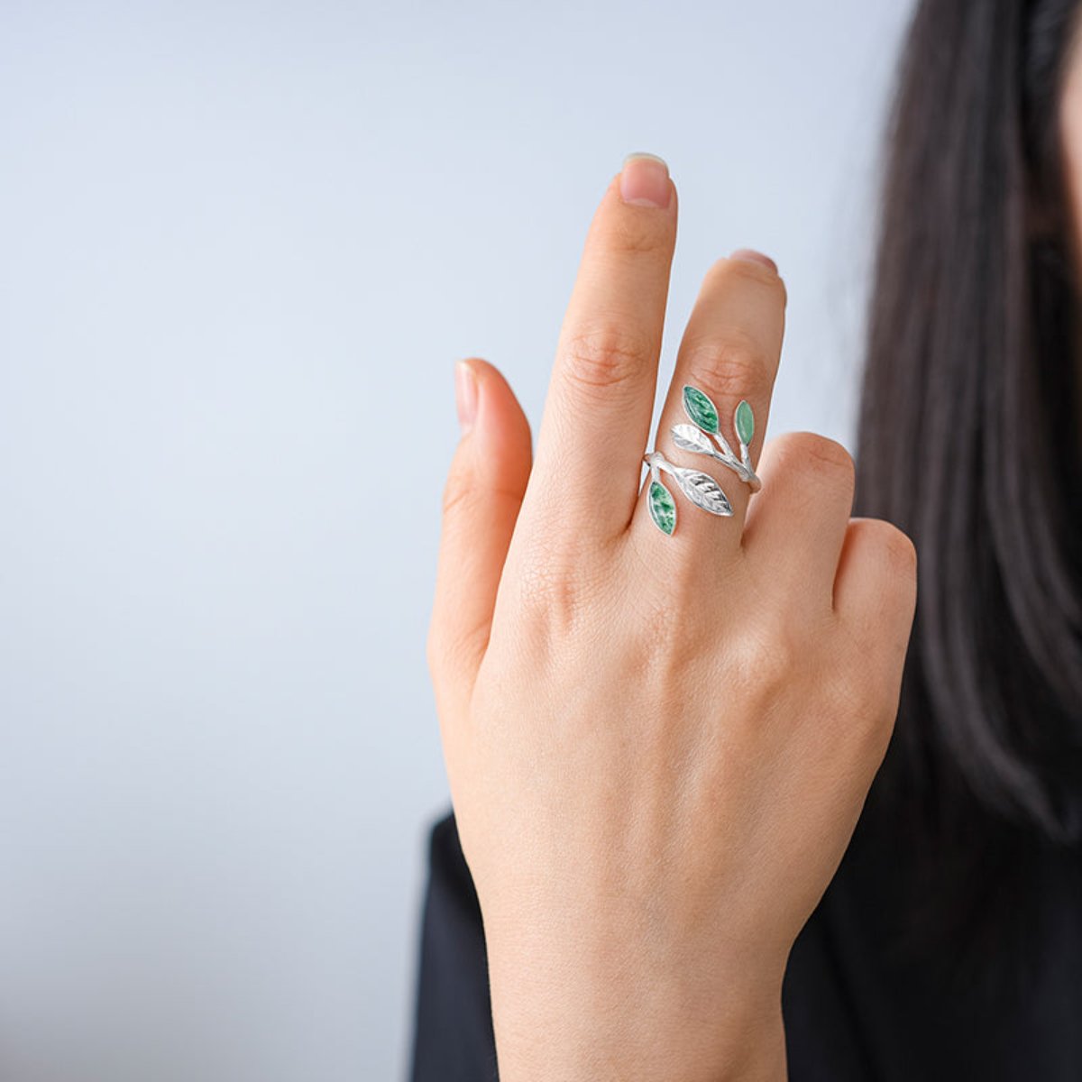 Elegant Aventurine 925 Sterling Silver Adjustable Ring - Resizable / Green - Rings - Pretland | Spiritual Crystals & Jewelry