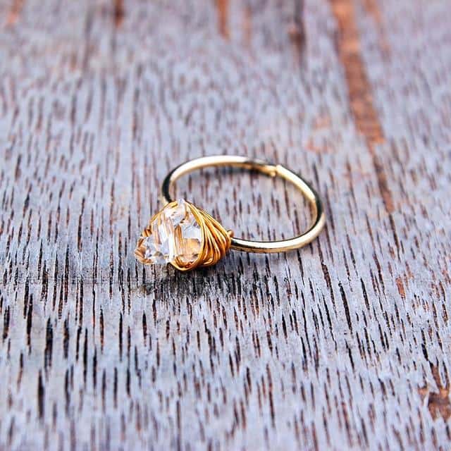 Spiritual Raw Quartz Boho Ring - Small/Gold - Rings - Pretland | Spiritual Crystals & Jewelry