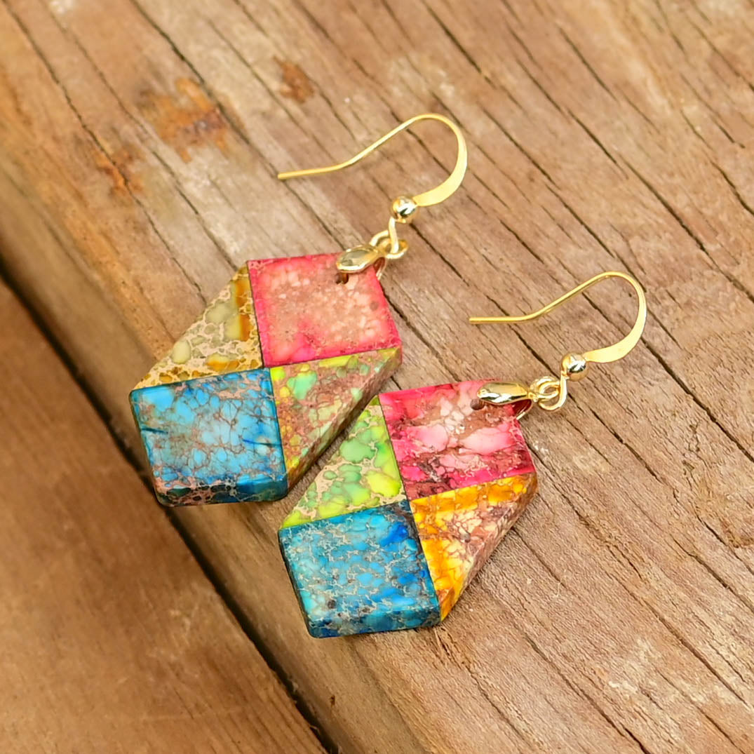 Hexagonal Jasper Earrings - Earrings - Pretland | Spiritual Crystals & Jewelry
