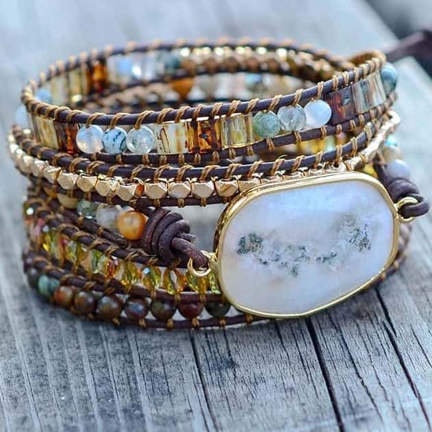 Diana Moonlight Agate Wrap Bracelet - Wrap Bracelets - Pretland | Spiritual Crystals & Jewelry