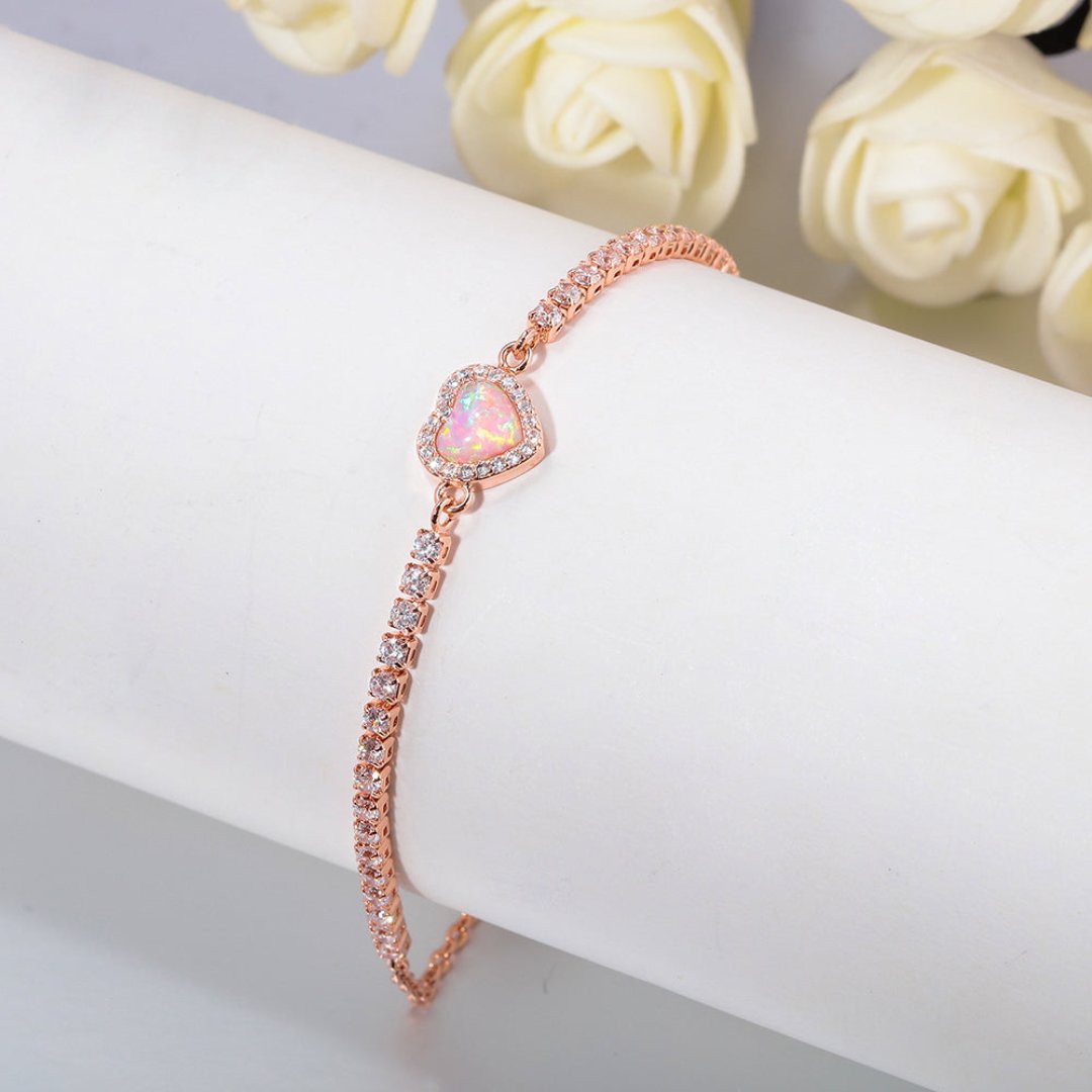 Enchanting Heart Fire Opal Bracelet - Bracelets - Pretland | Spiritual Crystals & Jewelry