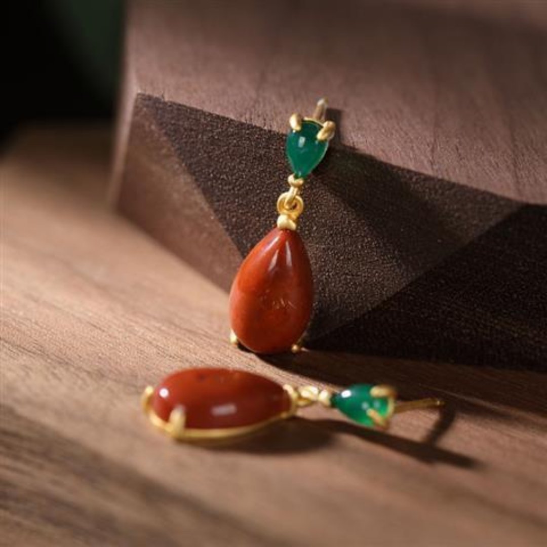 Vintage Red Tourmaline Earrings - Earrings - Pretland | Spiritual Crystals & Jewelry